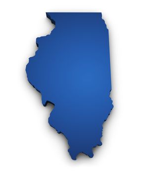 Shape 3d of Illinois map colored in blue and isolated on white background.