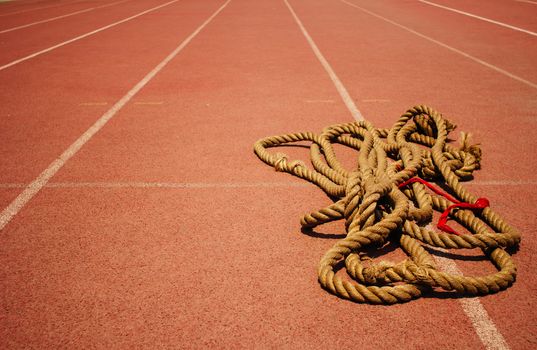 Rope on the runway of sports field