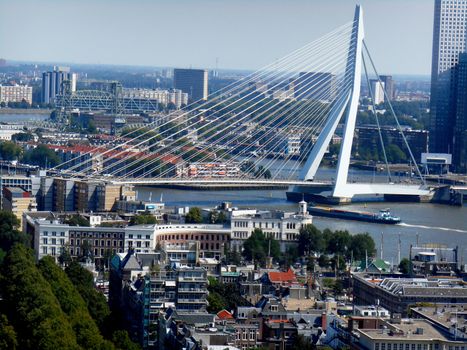 Panoramic view of Erasmus bridge (Erasmusbrug), Rotterdam, The Netherlands.

Picture taken on August 26, 2013.