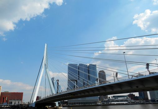 Close up view of Erasmus bridge (Erasmusbrug), Rotterdam, The Netherlands.

Picture taken on August 27, 2013.