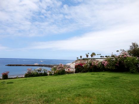 A distant view of the sea in Costa Adeje, Canary islands, Tenerife, Spain.

Picture taken on July 23, 2011.