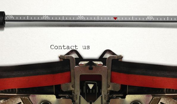 Typewriter Close Up with Contact us