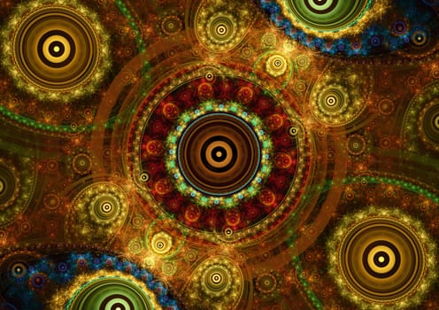 Gold abstract fractal circle background