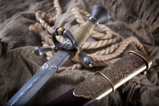 smart dagger of the medieval soldier. It was used for hunting