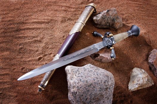 smart dagger of the medieval soldier. It was used for hunting