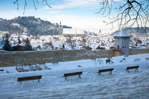 Panoramic view of Brasov old city, Romania