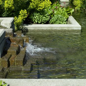 Urban garden with fountain