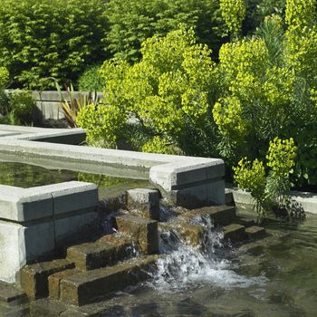 Urban garden with fountain