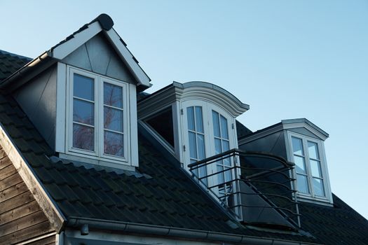 Modern classical design vertical roof window with white light metal frame                                         