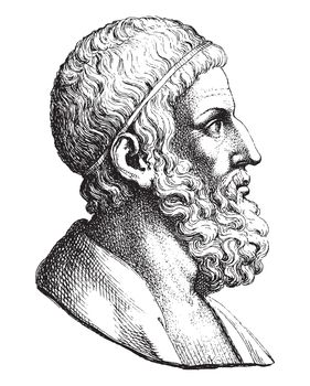 Ancient style engraving portrait of Archimedes, the famous ancient Greek physicist and mathematician