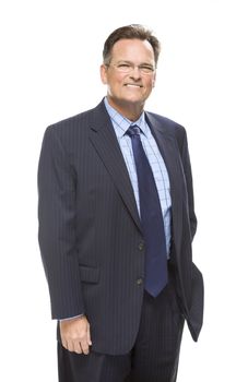 Handsome Businessman Smiling in Suit and Tie Isolated on a White Background.