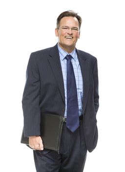 Handsome Businessman Smiling in Suit and Tie Isolated on a White Background.