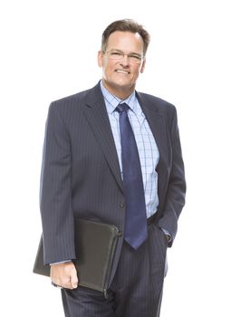 Handsome Businessman Smiling in Suit and Tie Isolated on a White Background.