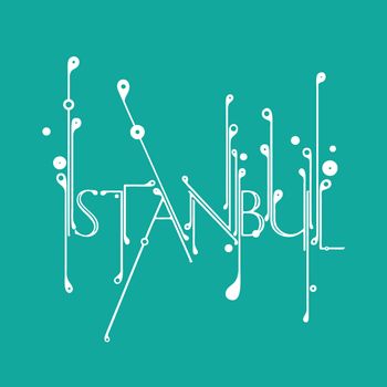 Creative Istanbul typography, digital custom lettering with flourishes