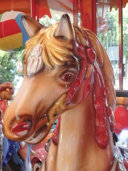 Typical colored smooth horse of a merry-go-round