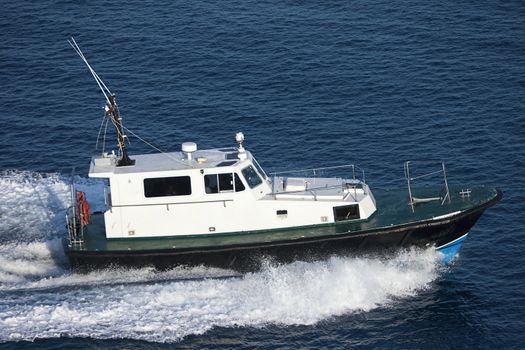 Pilot boat in Caribbean sea.
