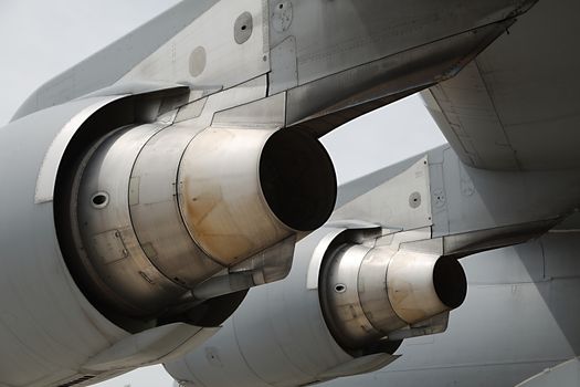 Engines of a huge cargo aircraft