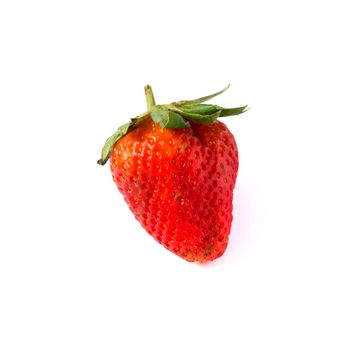 Strawberries with leaves on a white background