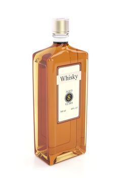 Whisky bottle on white background