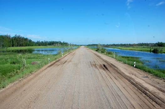 Gravel road Kolyma state highway at outback of Russia, Yakutia