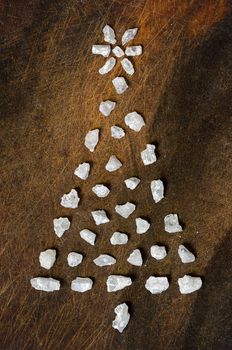 Christmas tree with star made of large crystals of sea salt