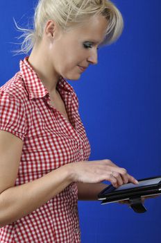  Woman with an e-book reader