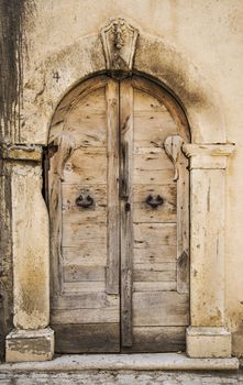 italian door in small village, Italy