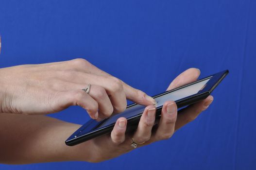  Woman with an e-book reader