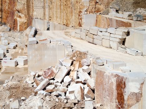 stone blocks and steps after extracting in quarry 