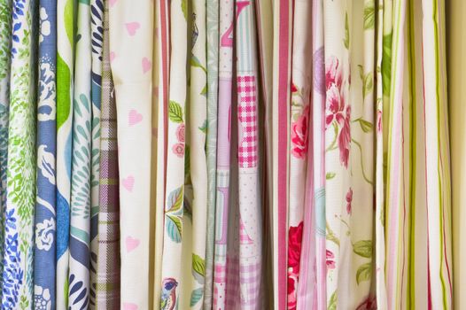 Selection of colorful fabrics as a background