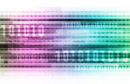 Abstract Information Background with Binary Code Art