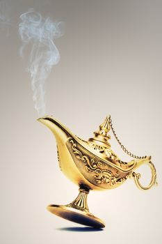 Ornate Magic lamp of Aladdin isolated