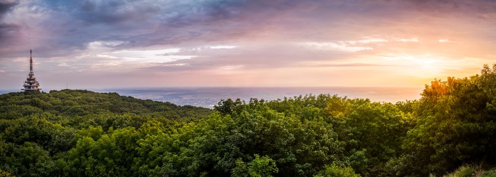 TV and GSM Transmitter at Sunset on Zobor Mountain, Nitra, Slovakia