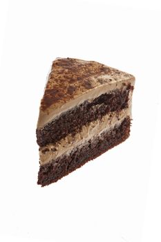 Chocolate cake slive isolated on white background 