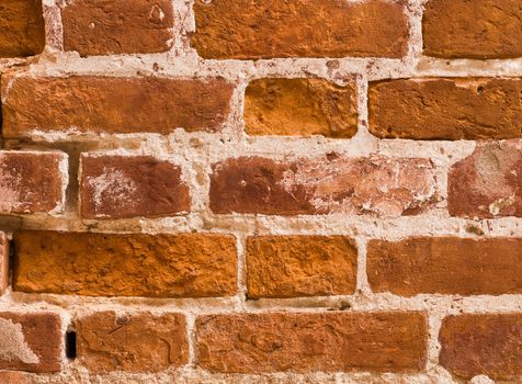 texture of the old wall of red brick 