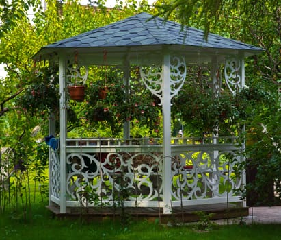 garden furniture in the summer green park