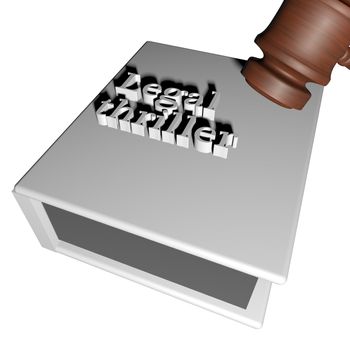 Legal thriller with judge gavel, 3d render