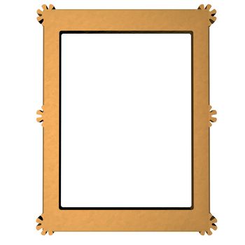 Golden frame isolated over white, 3d render