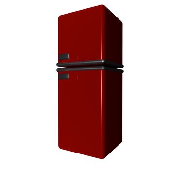 Refrigerator old style isolated over white, 3d render