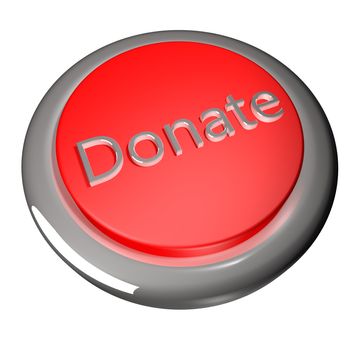 Donate button isolated over white, 3d render