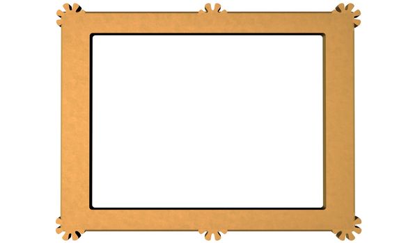 Golden frame isolated over white, 3d render