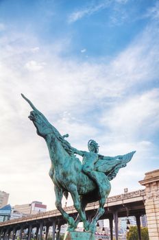 Statue 'La France renaissante' at Bir-Hakeim bridge in Paris, France