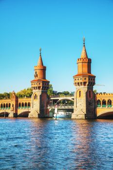 Oberbaum bridge in Berlin, Germany on a sunny day