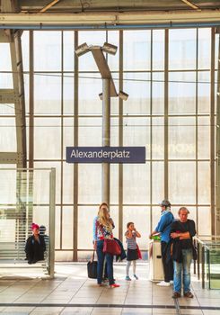 BERLIN - OCTOBER 4, 2014: Alexanderplatz subway station on October 4, 2014 in Berlin, Germany. It's a large public square and transport hub in the central Mitte district of Berlin, near the Fernsehturm.