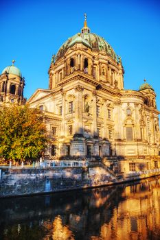 Berliner Dom cathedral in Berlin, Germany at sunrise