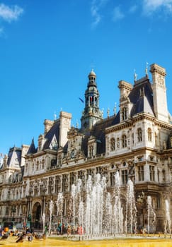 PARIS - OCTOBER 11: City Hall building (Hotel de Ville) on October 11, 2014 in Paris, France. It's the building housing the city's local administration, the municipality of Paris, since 1357.