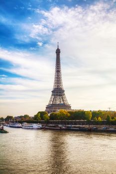 Paris cityscape with Eiffel tower in the morning