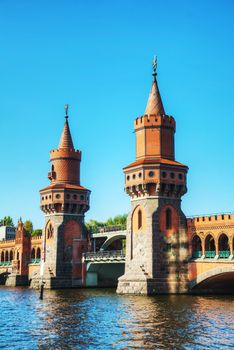 Oberbaum bridge in Berlin, Germany on a sunny day