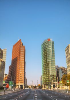 BERLIN - OCTOBER 5, 2014: Potsdamer Platz on October 5, 2014 in Berlin, Germany. It's an important public square and traffic intersection in the centre of Berlin.