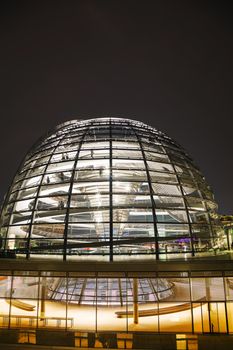 BERLIN - OCTOBER 2, 2014: Reichstag dome on October 2, 2014 in Berlin, Germany. It's a historical edifice constructed to house the Imperial Diet of the German Empire.